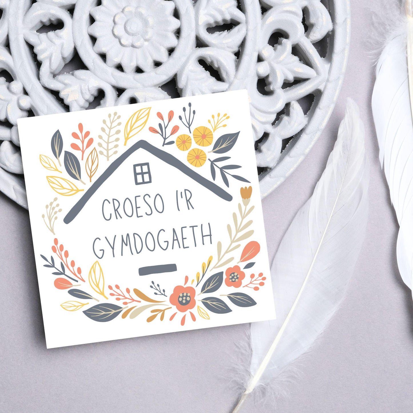 Welsh New Home card, Welcome to the Neighbourhood, Croeso, Welsh Language Cymraeg