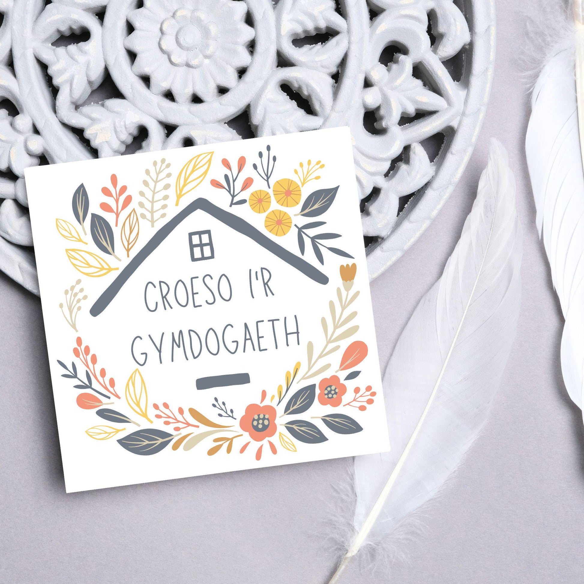 Welsh New Home card, Welcome to the Neighbourhood, Croeso, Welsh Language Cymraeg