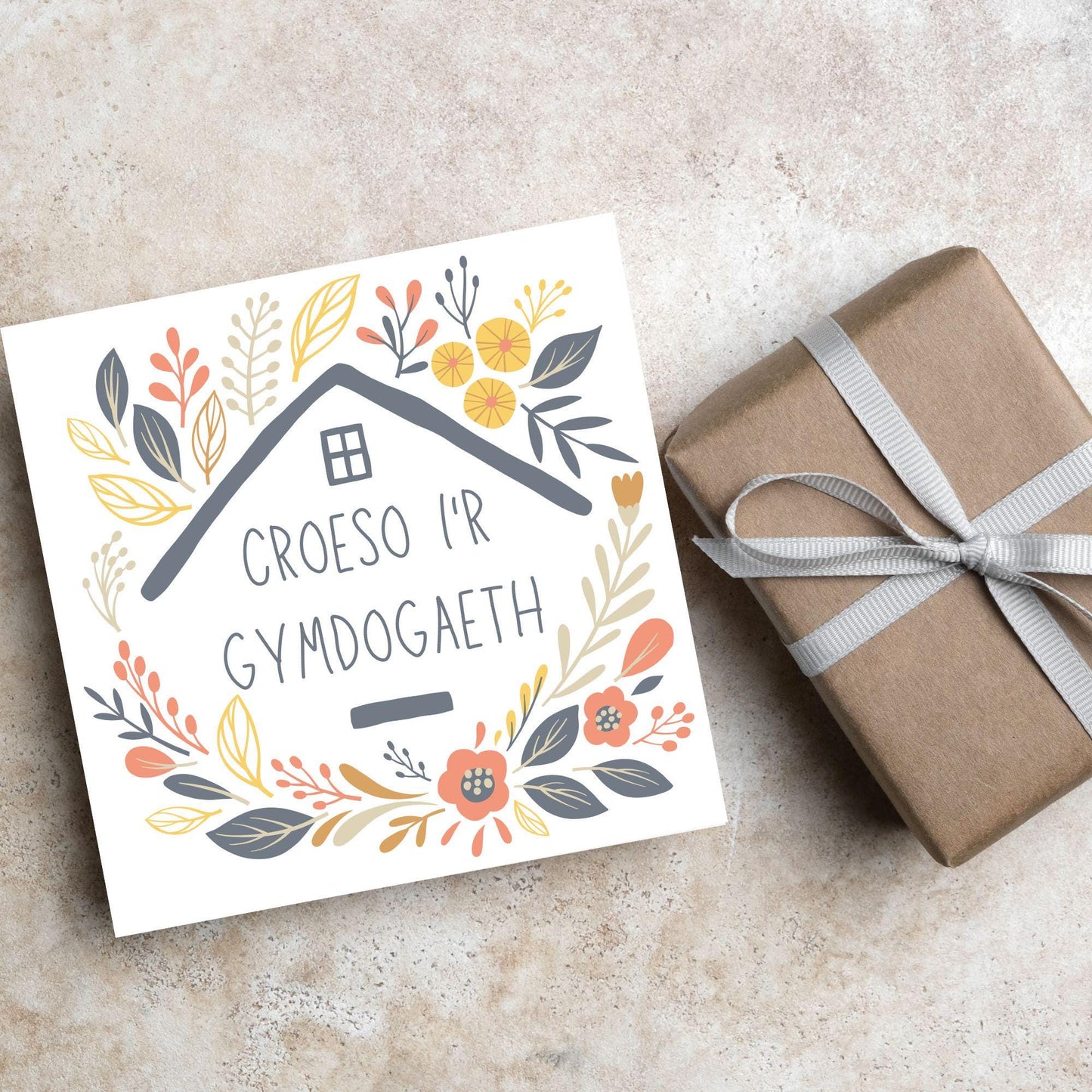 Welsh New Home card, Welcome to the Neighbourhood, Croeso, Welsh Language Cymraeg