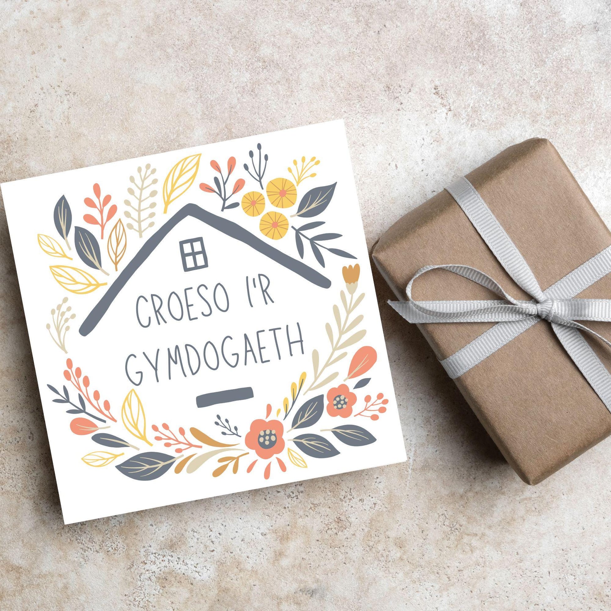 Welsh New Home card, Welcome to the Neighbourhood, Croeso, Welsh Language Cymraeg