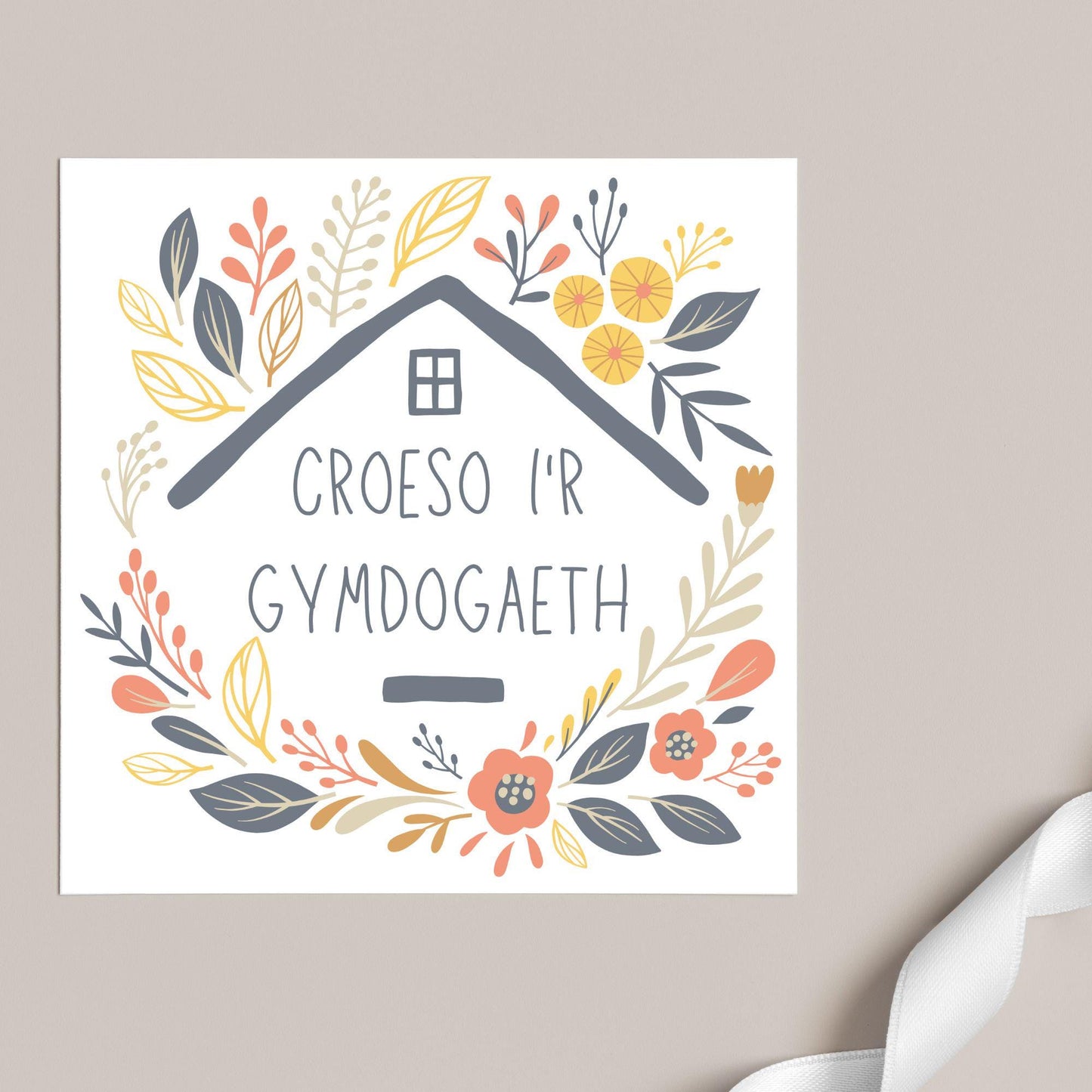 Welsh New Home card, Welcome to the Neighbourhood, Croeso, Welsh Language Cymraeg
