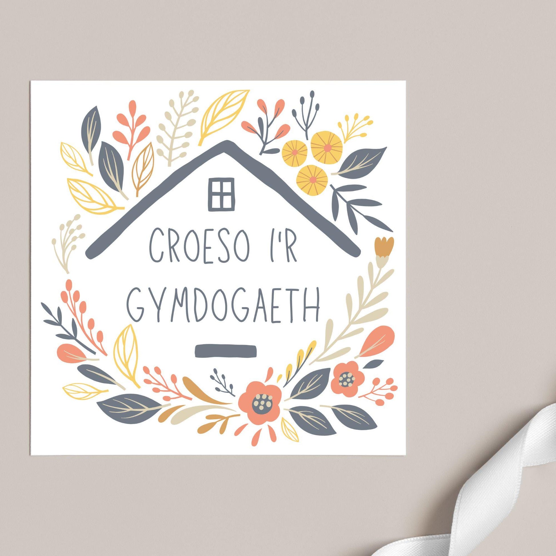 Welsh New Home card, Welcome to the Neighbourhood, Croeso, Welsh Language Cymraeg