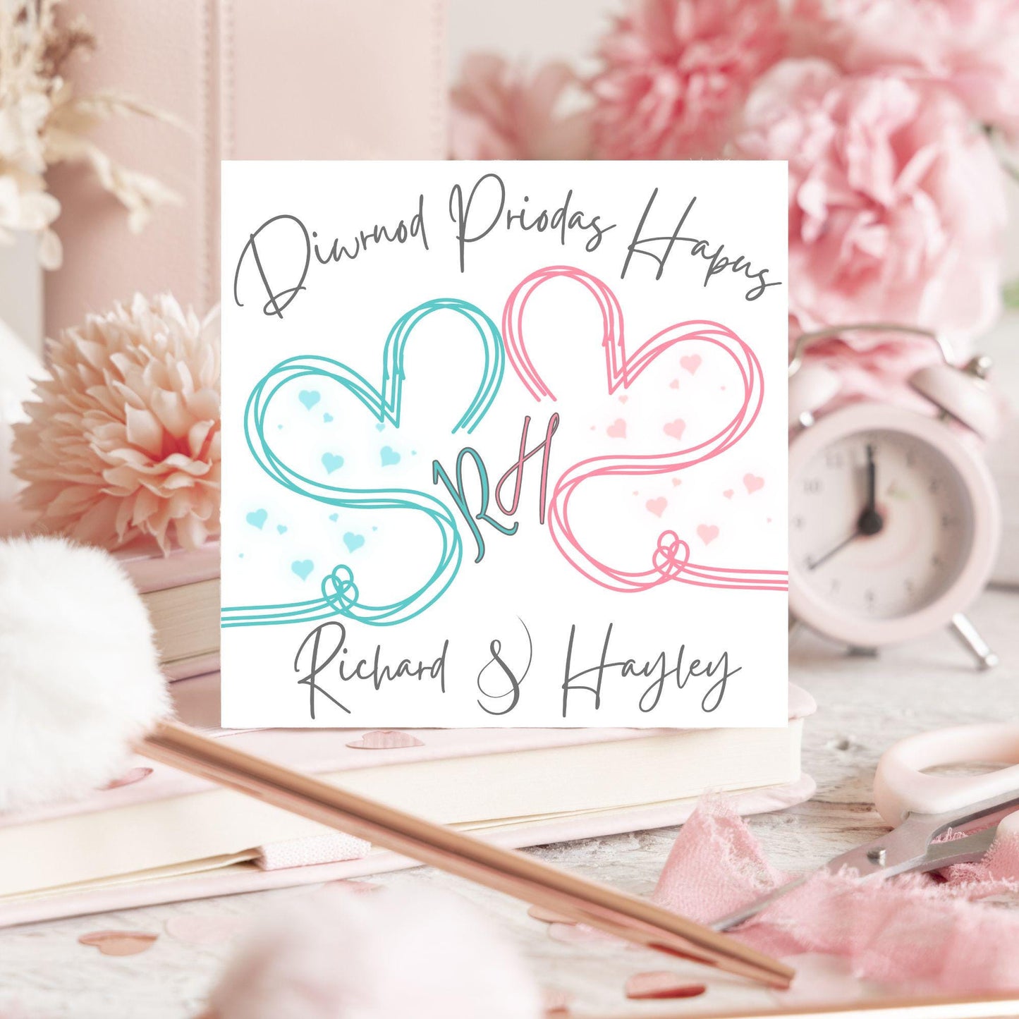 Personalised Welsh Wedding Card, Congratulations Card Welsh, Made in Wales Card, Welsh Themed Card