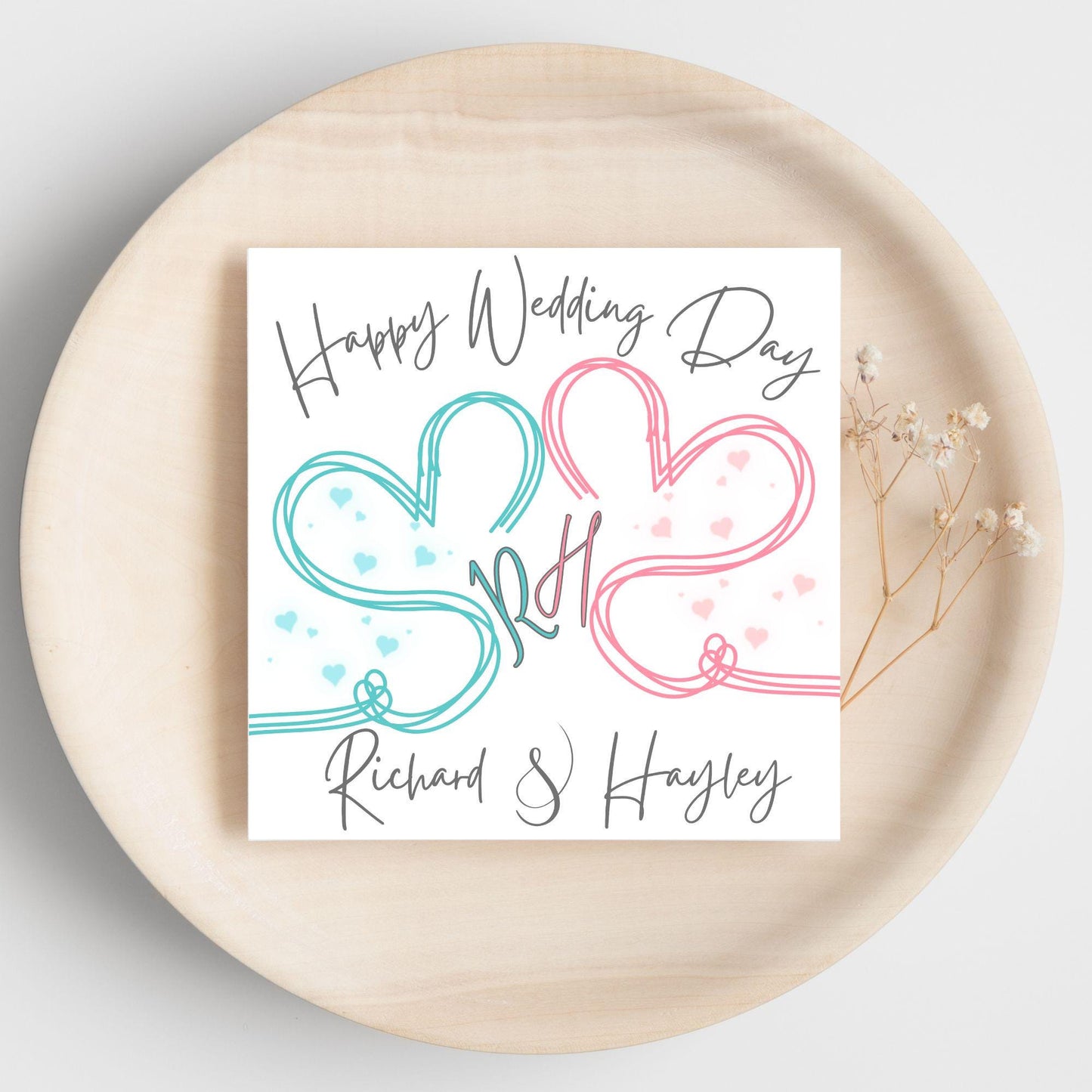 Personalised Wedding Card, Congratulations Card, Custom Name Wedding Card