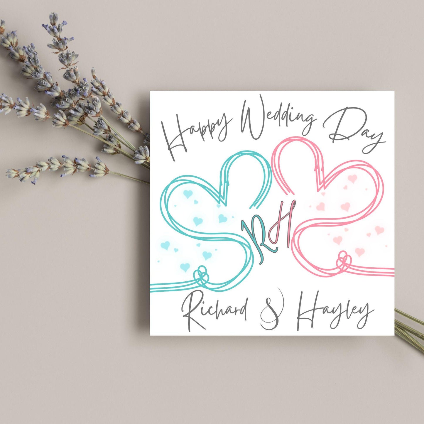 Personalised Wedding Card, Congratulations Card, Custom Name Wedding Card
