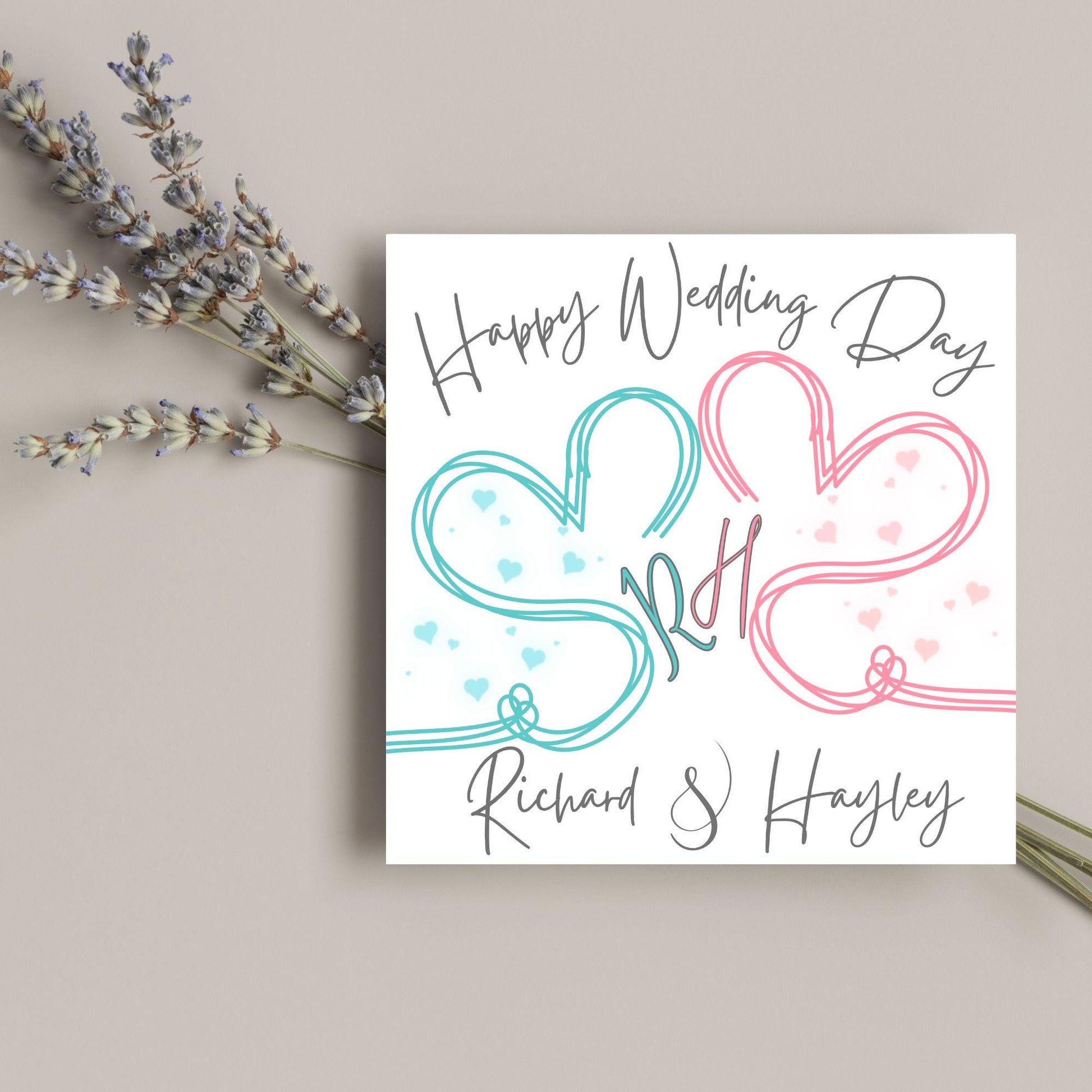 Personalised Wedding Card, Congratulations Card, Custom Name Wedding Card