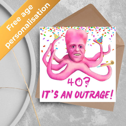 The Mighty Boosh Card, Custom Age Birthday Card, 20th, 30th, 40th, 50th, 60th, Tony Harrison It's an Outrage