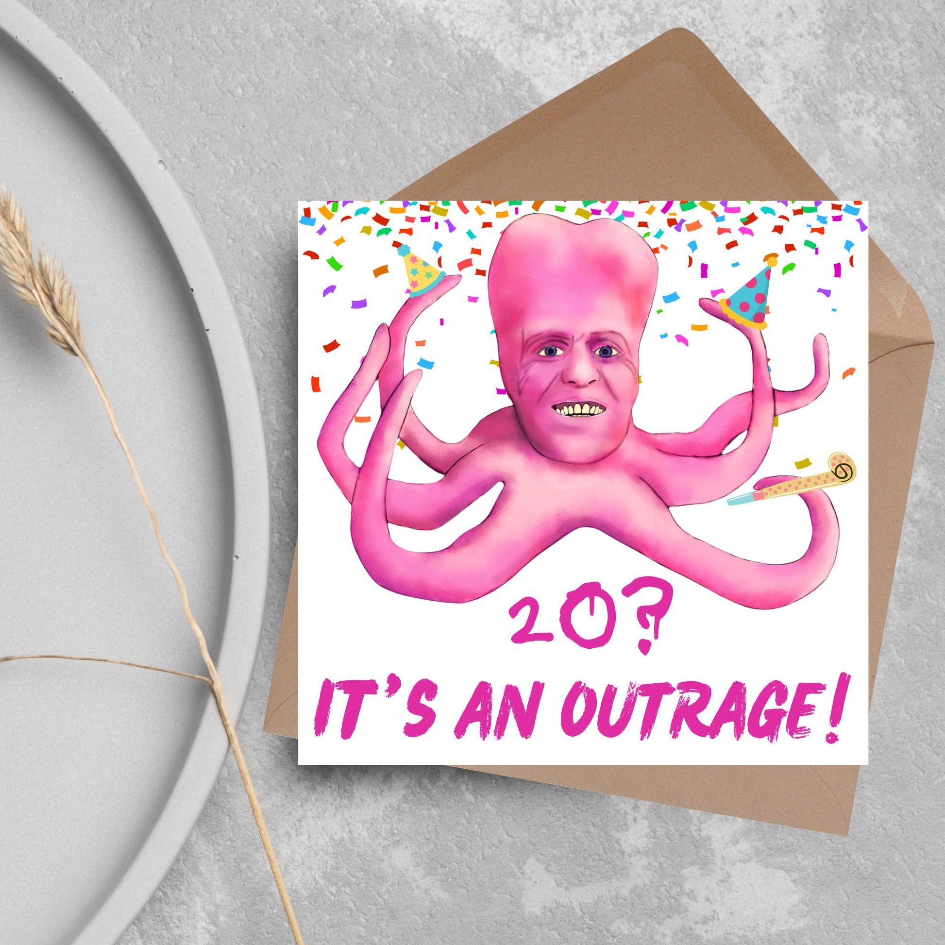 The Mighty Boosh Card, Custom Age Birthday Card, 20th, 30th, 40th, 50th, 60th, Tony Harrison It's an Outrage