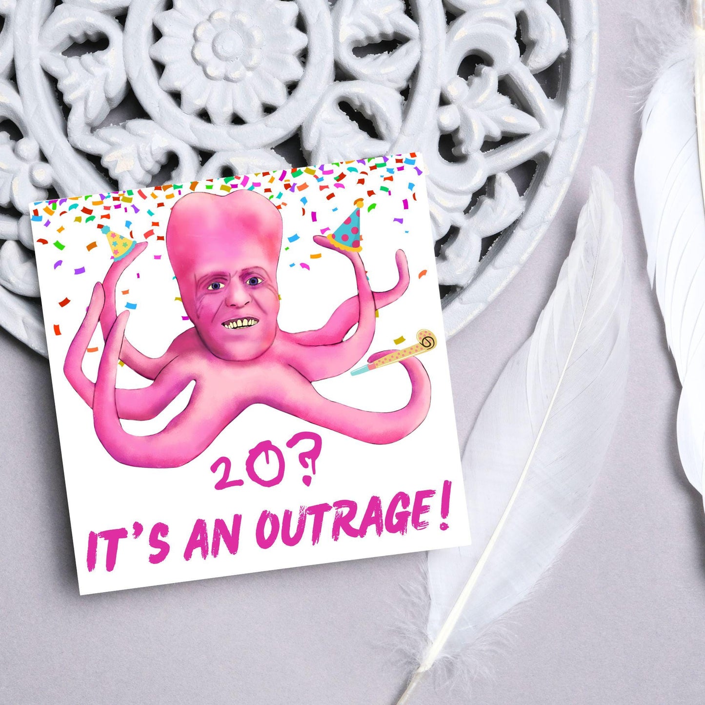 The Mighty Boosh Card, Custom Age Birthday Card, 20th, 30th, 40th, 50th, 60th, Tony Harrison It's an Outrage