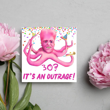 The Mighty Boosh Card, Custom Age Birthday Card, 20th, 30th, 40th, 50th, 60th, Tony Harrison It's an Outrage