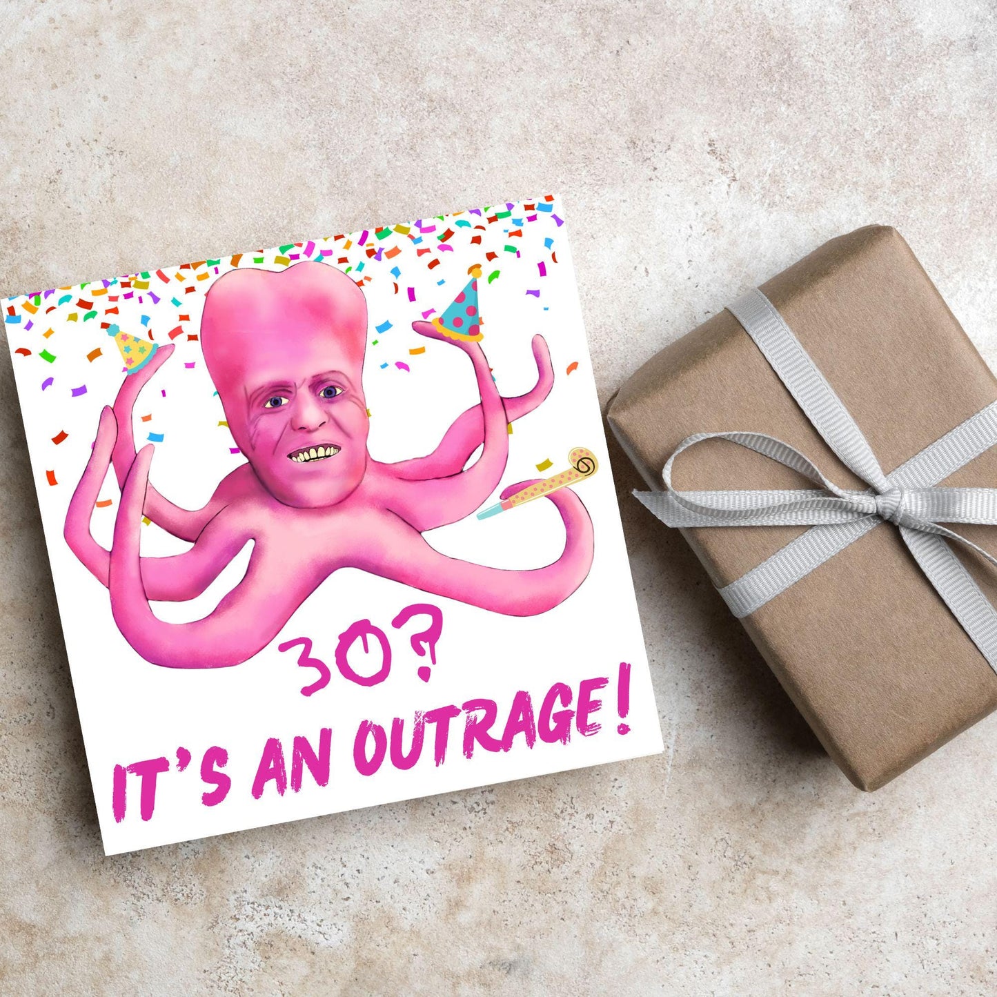 The Mighty Boosh Card, Custom Age Birthday Card, 20th, 30th, 40th, 50th, 60th, Tony Harrison It's an Outrage