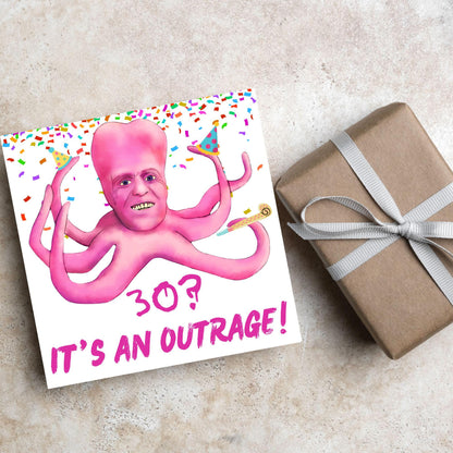 The Mighty Boosh Card, Custom Age Birthday Card, 20th, 30th, 40th, 50th, 60th, Tony Harrison It's an Outrage