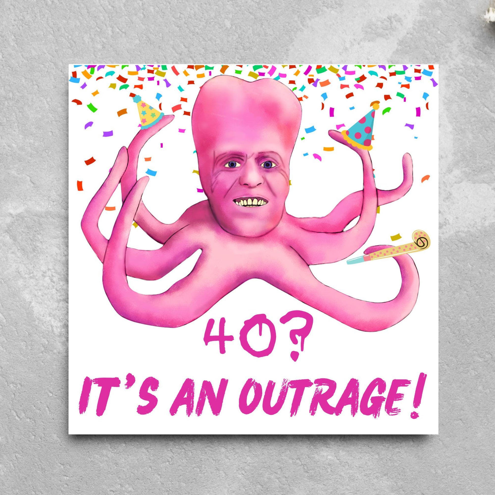 The Mighty Boosh Card, Custom Age Birthday Card, 20th, 30th, 40th, 50th, 60th, Tony Harrison It's an Outrage