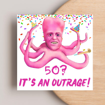 The Mighty Boosh Card, Custom Age Birthday Card, 20th, 30th, 40th, 50th, 60th, Tony Harrison It's an Outrage