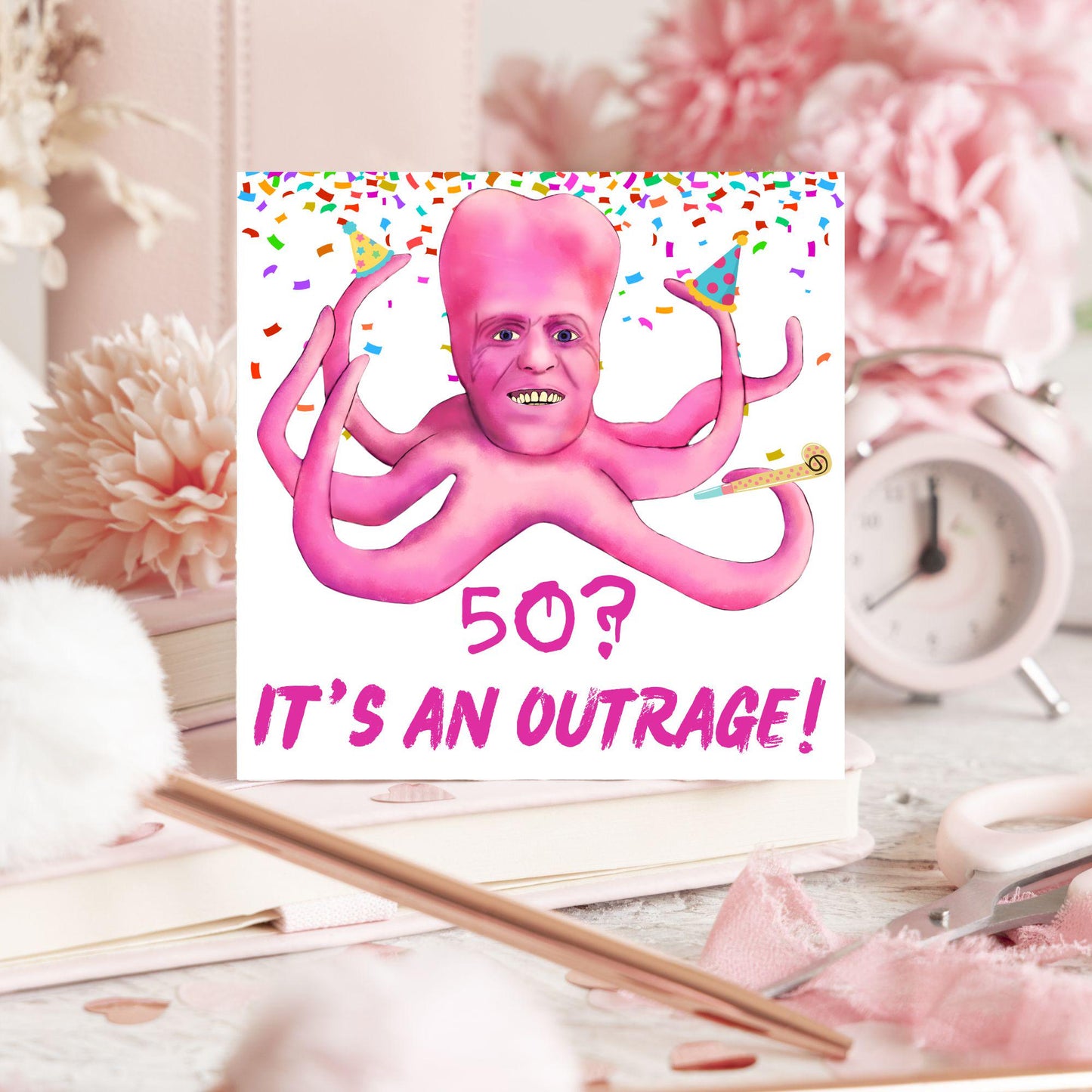 The Mighty Boosh Card, Custom Age Birthday Card, 20th, 30th, 40th, 50th, 60th, Tony Harrison It's an Outrage