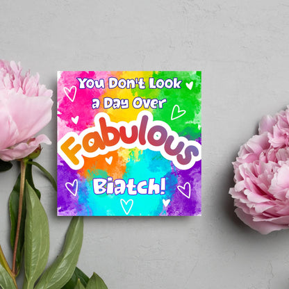 LGBTQ+ Gay Birthday Card, Pride Card, Gay Birthday, Rainbow Drag Queen, Gay, Slay, Rainbow Card