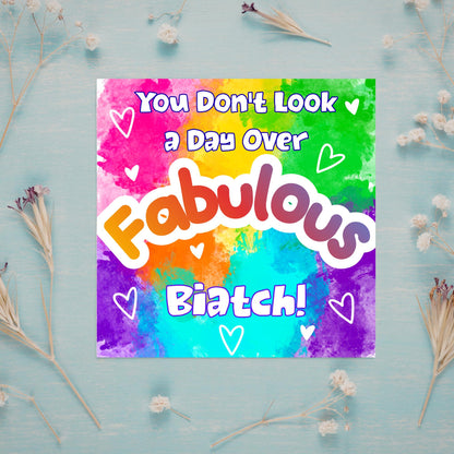 LGBTQ+ Gay Birthday Card, Pride Card, Gay Birthday, Rainbow Drag Queen, Gay, Slay, Rainbow Card
