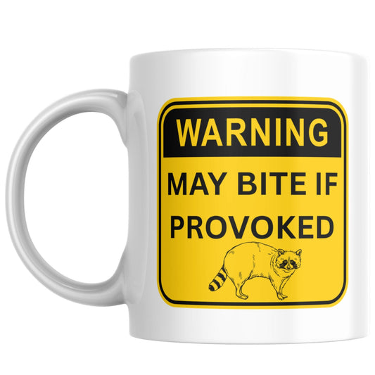Warning Mug, Ceramic Coffee Cup, Raccoon, Funny Gift, Multi Colour Options