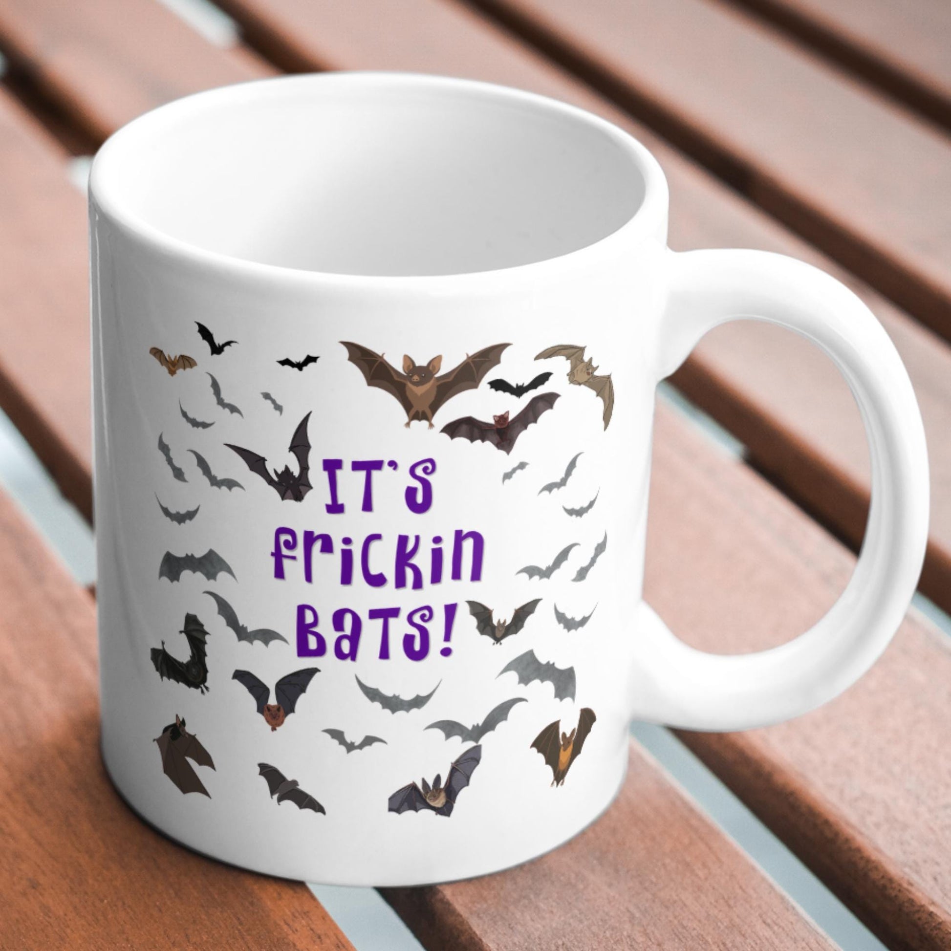 It's Frickin Bats Mug, Halloween Funny Meme Mug, Choice of Colours, Goth Mug, Bat Mug