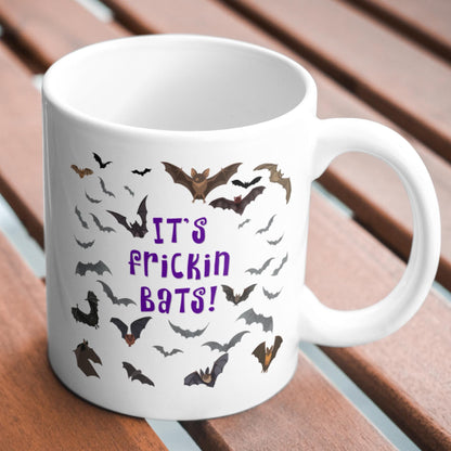 It's Frickin Bats Mug, Halloween Funny Meme Mug, Choice of Colours, Goth Mug, Bat Mug