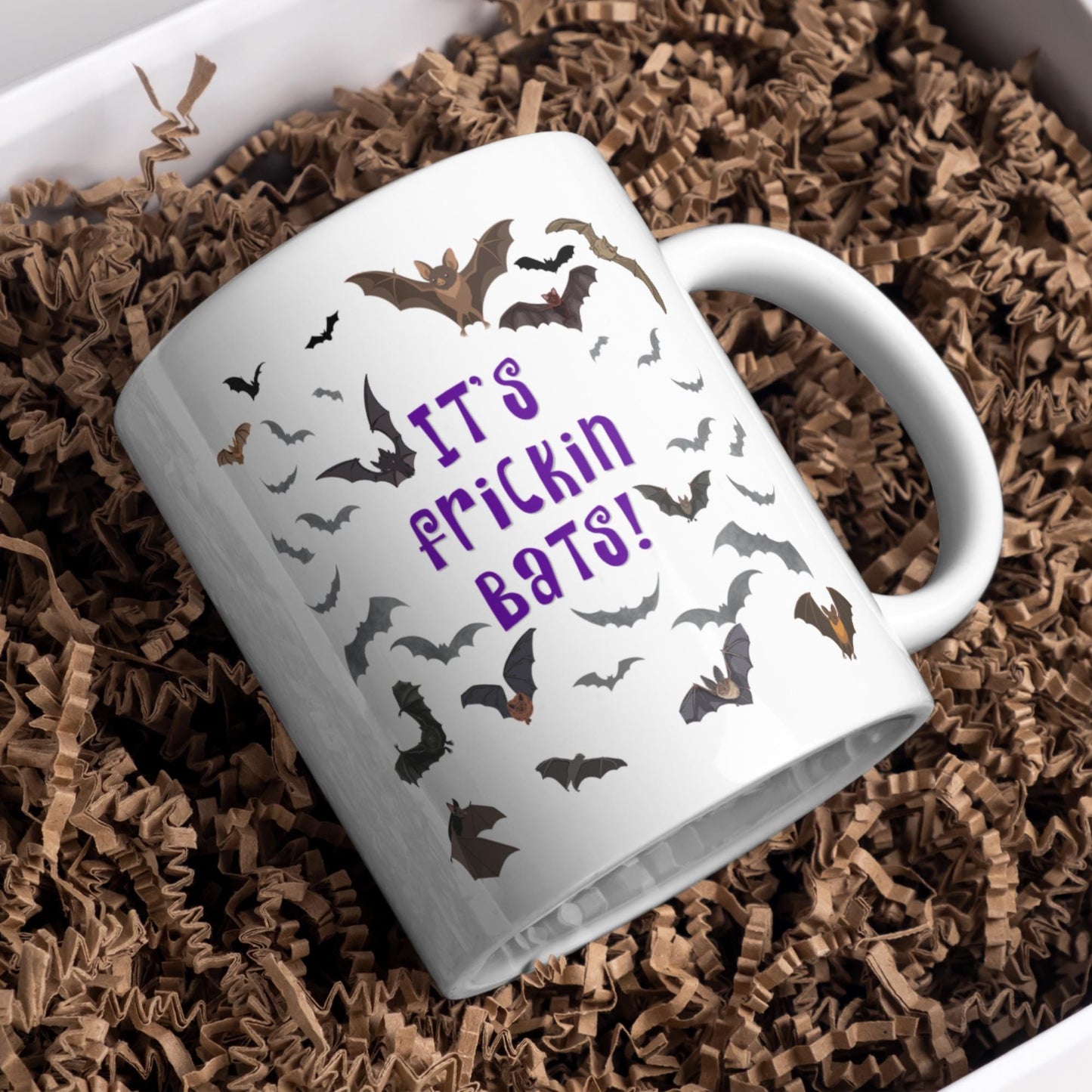 It's Frickin Bats Mug, Halloween Funny Meme Mug, Choice of Colours, Goth Mug, Bat Mug