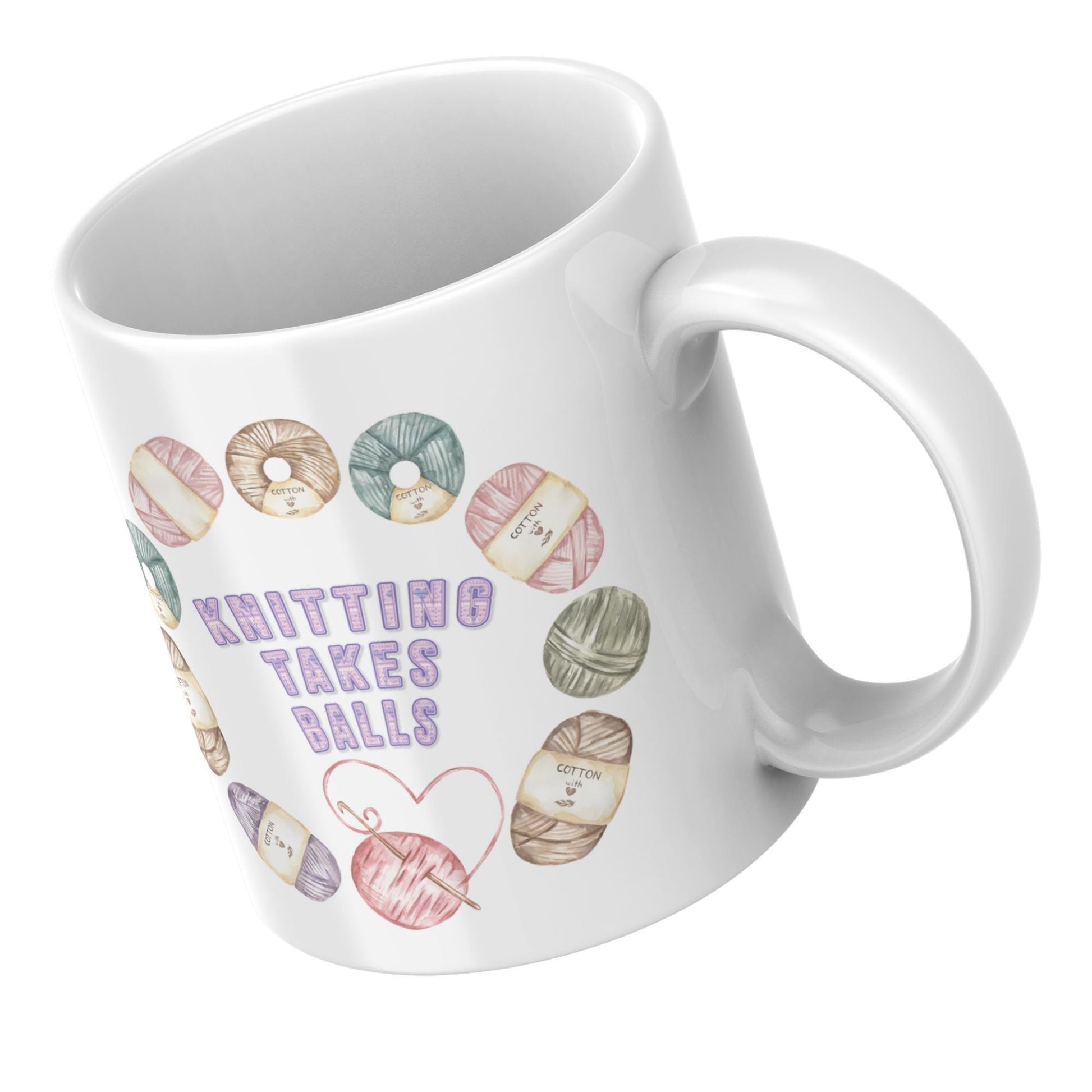 Funny Knitting Mug, Ceramic Coffee Cup, Yarn Mug for Knitter, Multi Colour Options