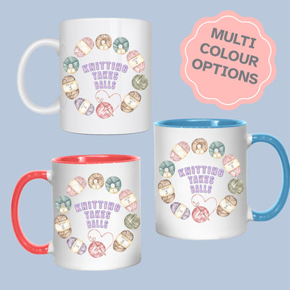 Funny Knitting Mug, Ceramic Coffee Cup, Yarn Mug for Knitter, Multi Colour Options
