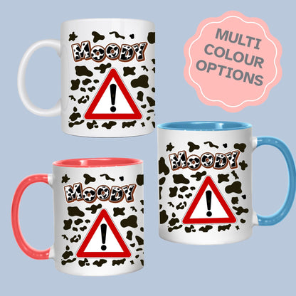 Moody Cow Mug, Ceramic Coffee Cup, Cow Print Mug, Multi Colour Options