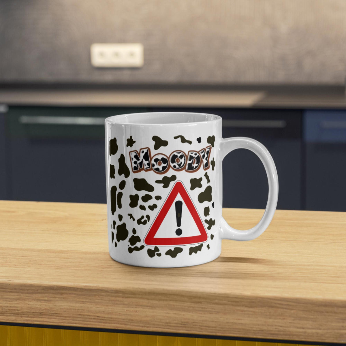 Moody Cow Mug, Ceramic Coffee Cup, Cow Print Mug, Multi Colour Options