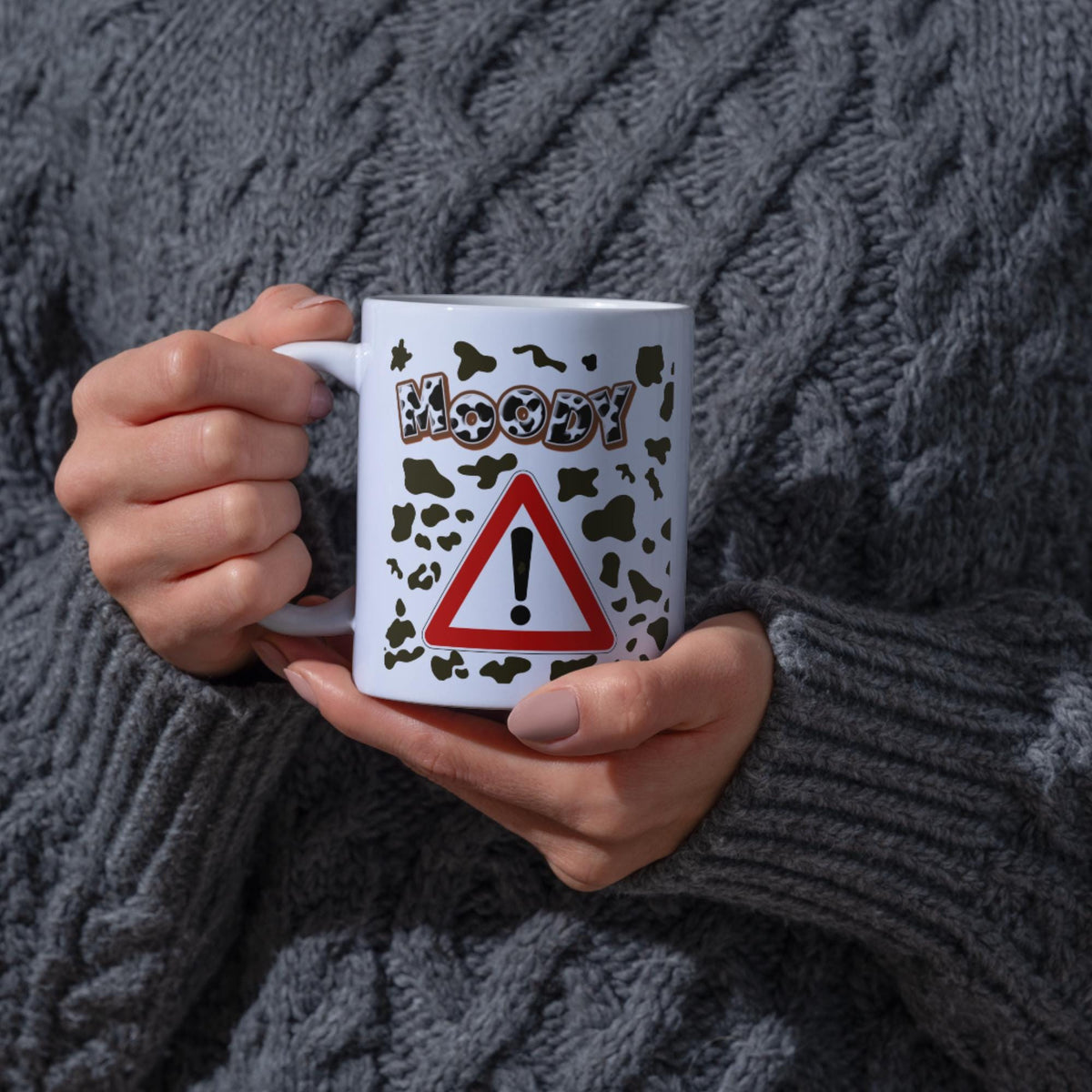 Moody Cow Mug, Ceramic Coffee Cup, Cow Print Mug, Multi Colour Options