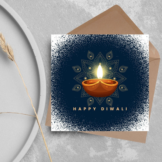 Happy Diwali Greeting Card, Diwali Wishes Card, Festival of Lights, Indian Hindu Celebration Card