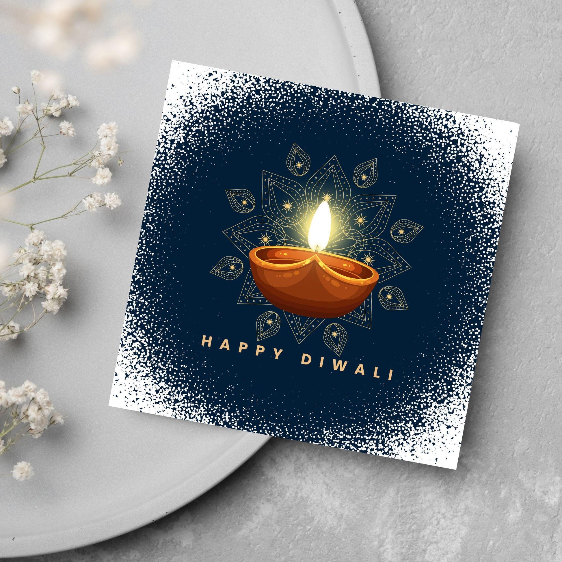 Happy Diwali Greeting Card, Diwali Wishes Card, Festival of Lights, Indian Hindu Celebration Card