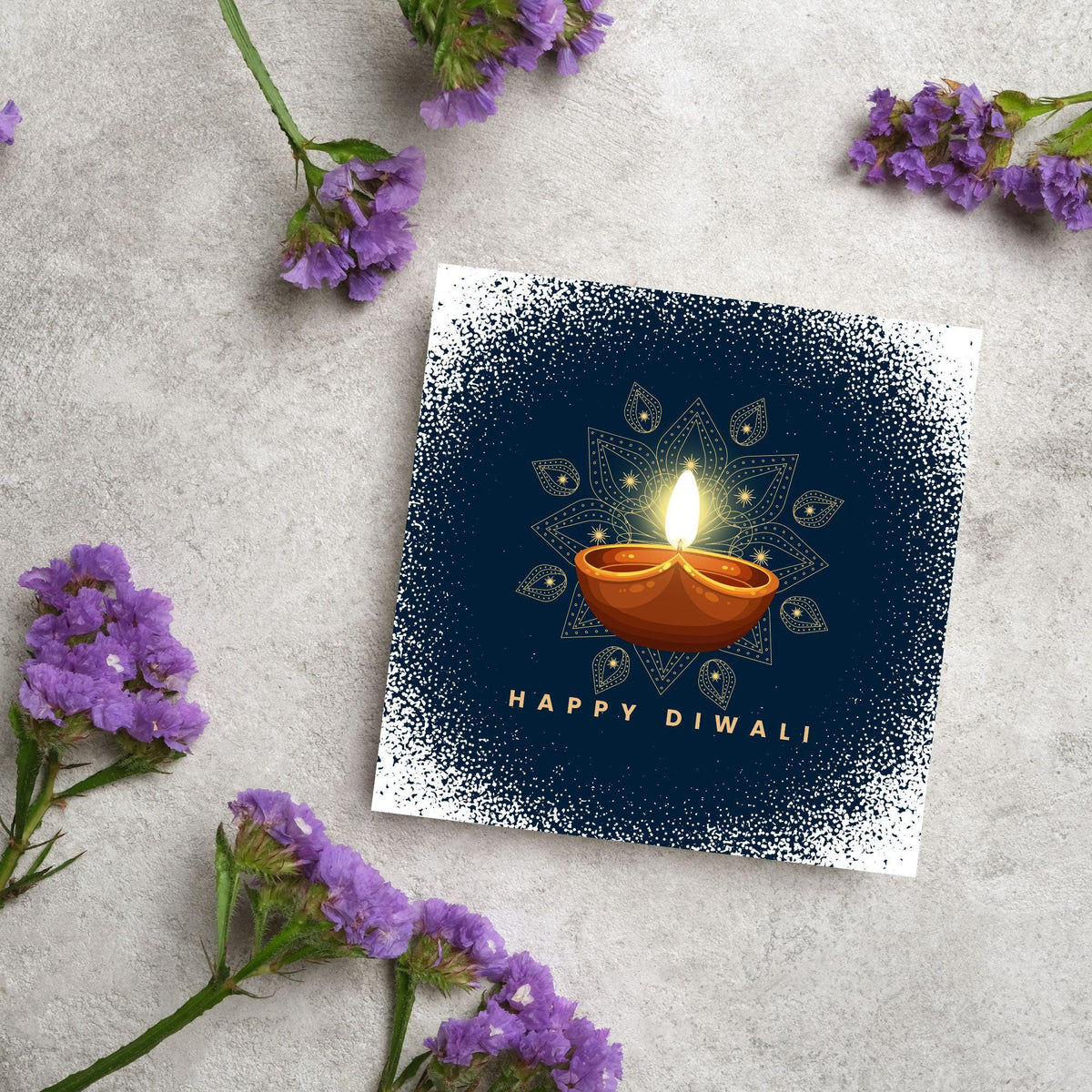 Happy Diwali Greeting Card, Diwali Wishes Card, Festival of Lights, Indian Hindu Celebration Card