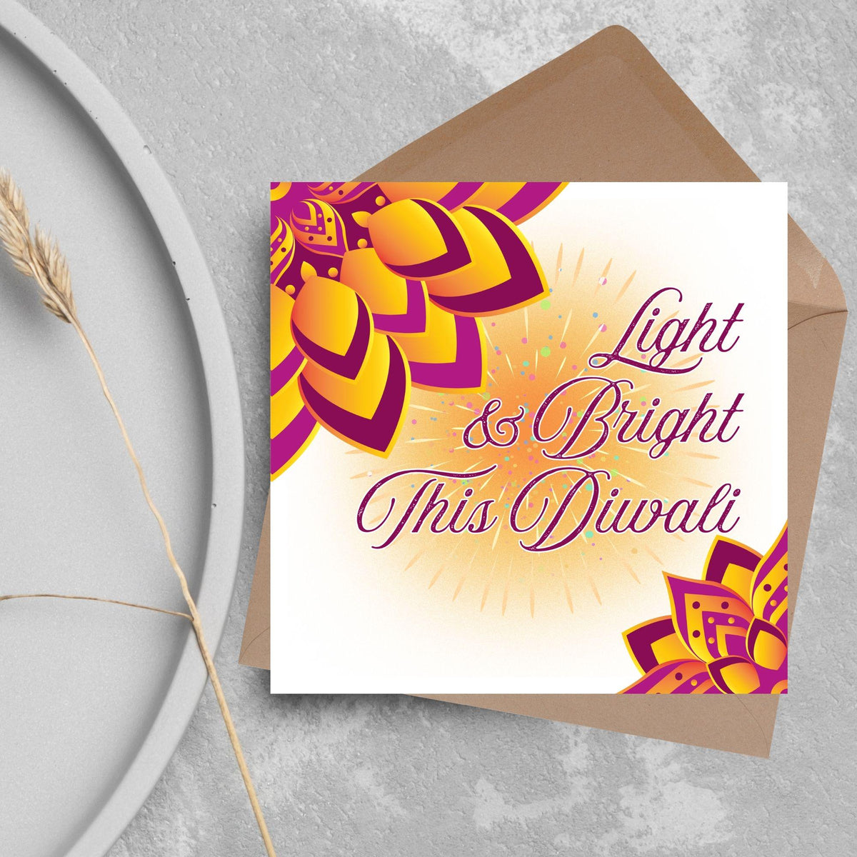Happy Diwali Greeting Card, Diwali Wishes Card, Festival of Lights, Indian Hindu Celebration Card