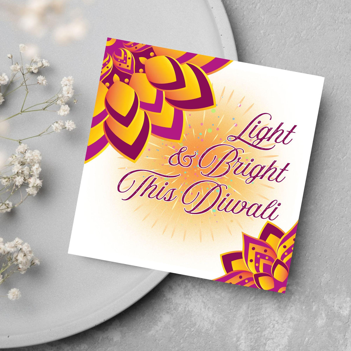 Happy Diwali Greeting Card, Diwali Wishes Card, Festival of Lights, Indian Hindu Celebration Card