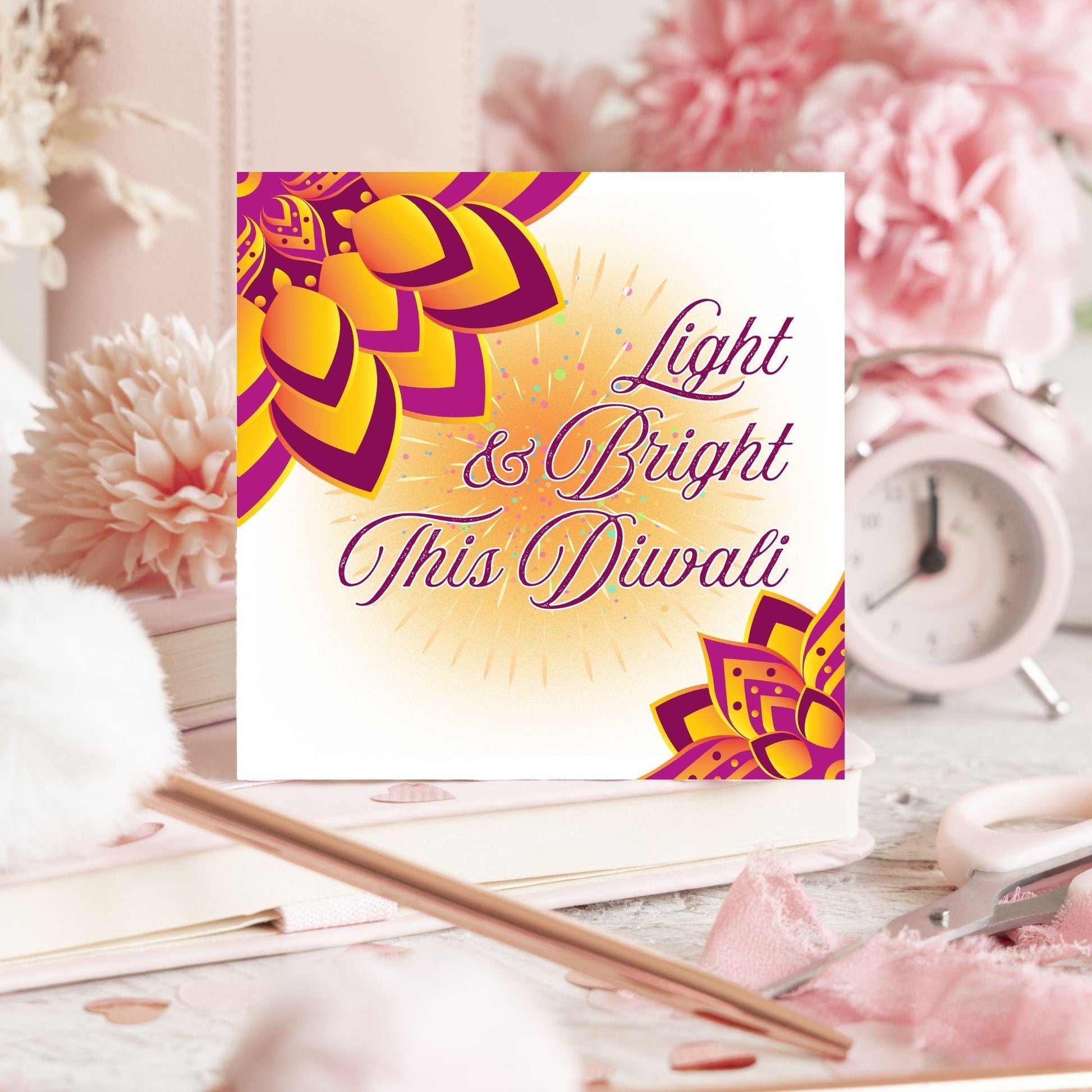 Happy Diwali Greeting Card, Diwali Wishes Card, Festival of Lights, Indian Hindu Celebration Card
