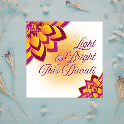 Happy Diwali Greeting Card, Diwali Wishes Card, Festival of Lights, Indian Hindu Celebration Card
