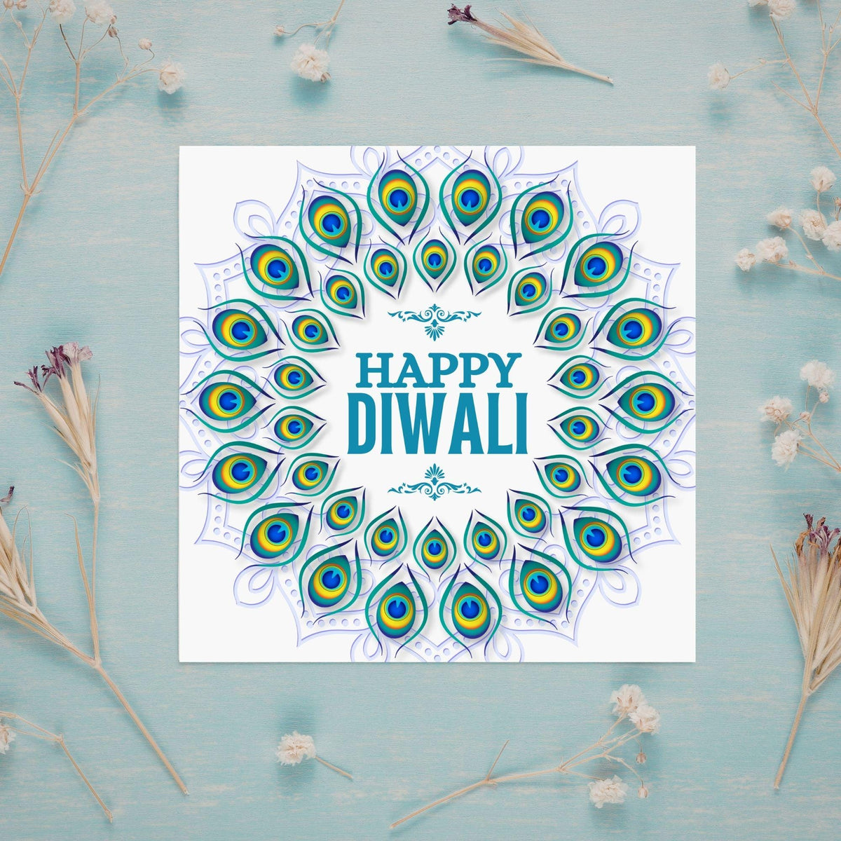 Happy Diwali Greeting Card, Diwali Wishes Card, Festival of Lights, Indian Hindu Celebration Card