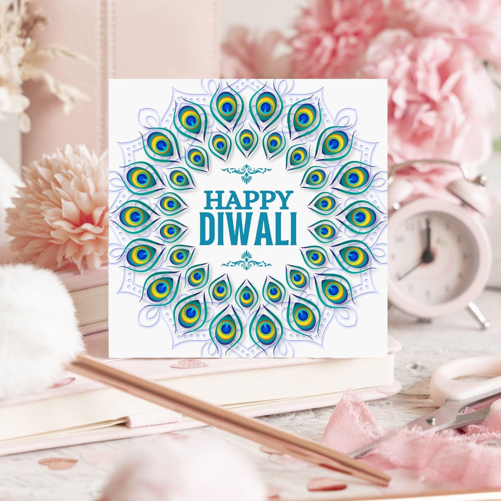 Happy Diwali Greeting Card, Diwali Wishes Card, Festival of Lights, Indian Hindu Celebration Card