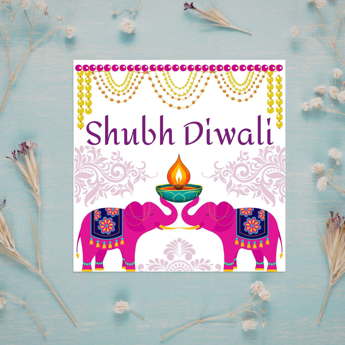Happy Diwali Greeting Card, Diwali Wishes Card, Festival of Lights, Indian Hindu Celebration Card