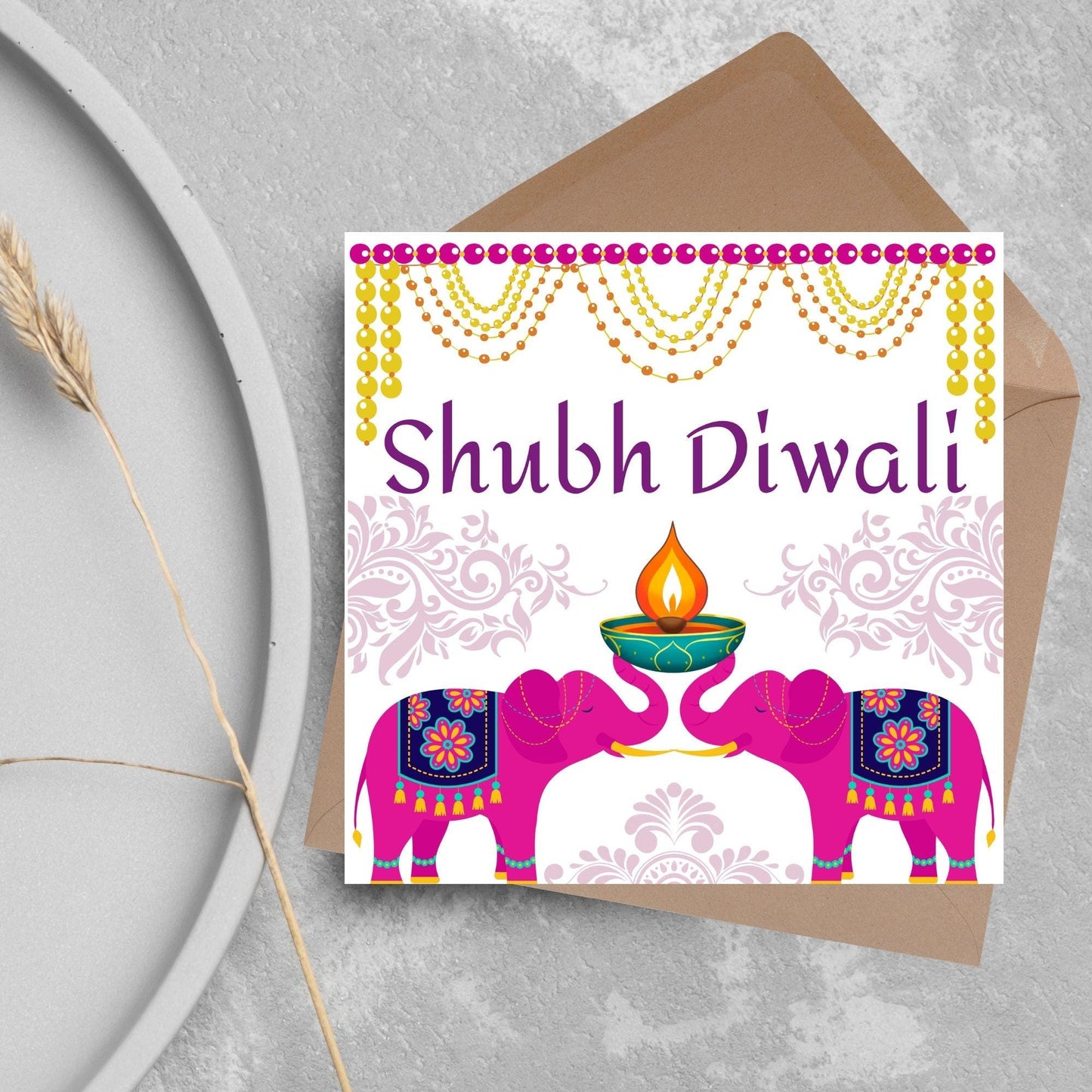 Happy Diwali Greeting Card, Diwali Wishes Card, Festival of Lights, Indian Hindu Celebration Card