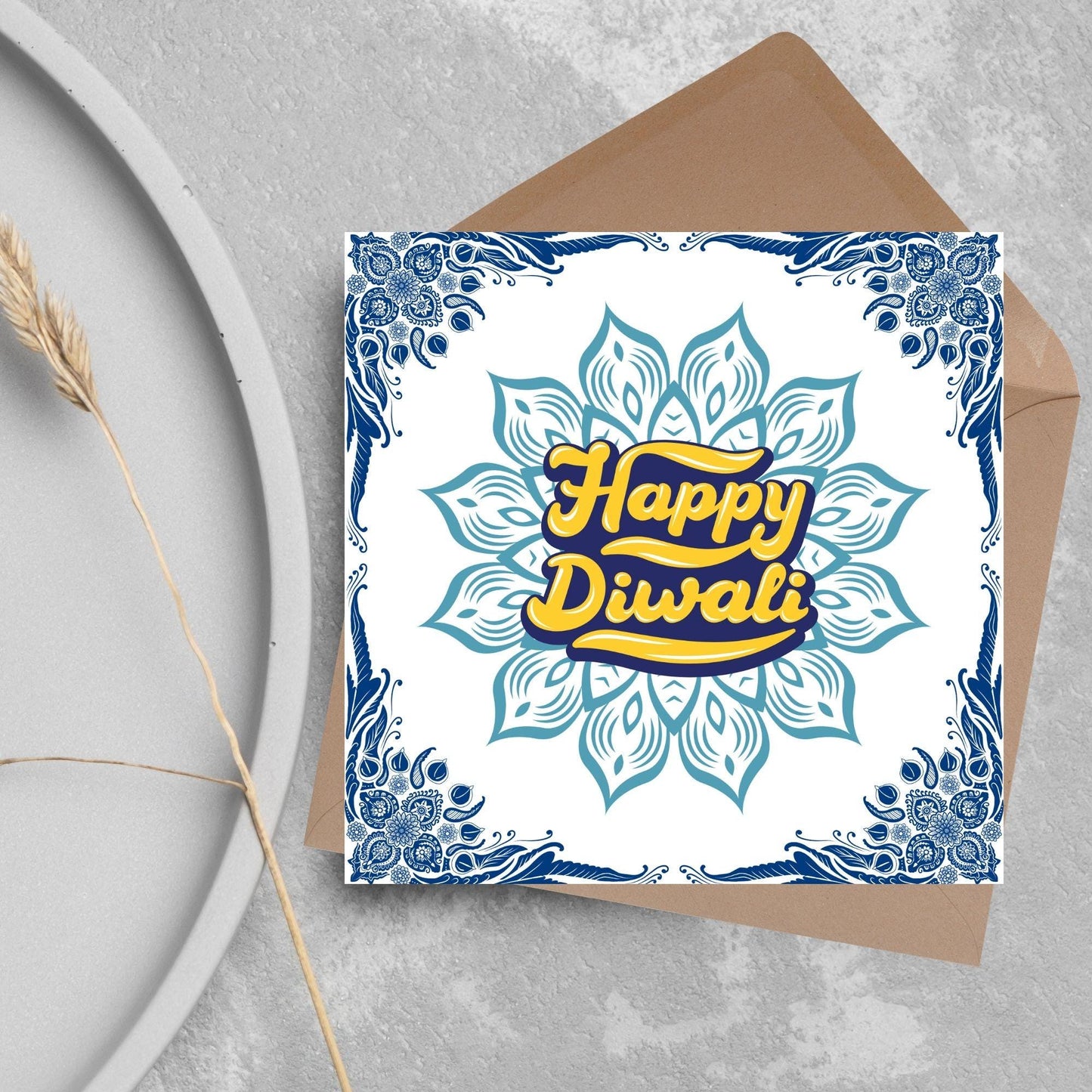 Happy Diwali Greeting Card, Diwali Wishes Card, Festival of Lights, Indian Hindu Celebration Card