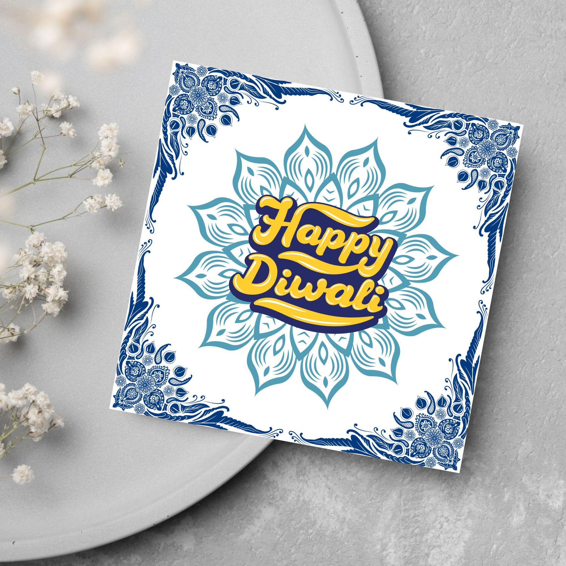 Happy Diwali Greeting Card, Diwali Wishes Card, Festival of Lights, Indian Hindu Celebration Card