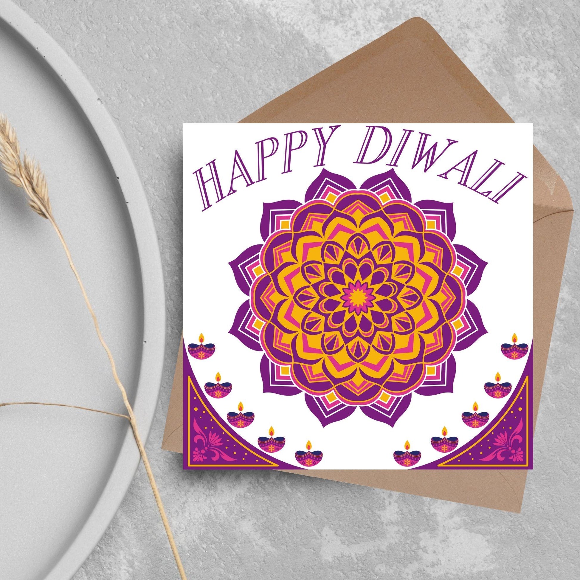 Happy Diwali Greeting Card, Diwali Wishes Card, Festival of Lights, Indian Hindu Celebration Card