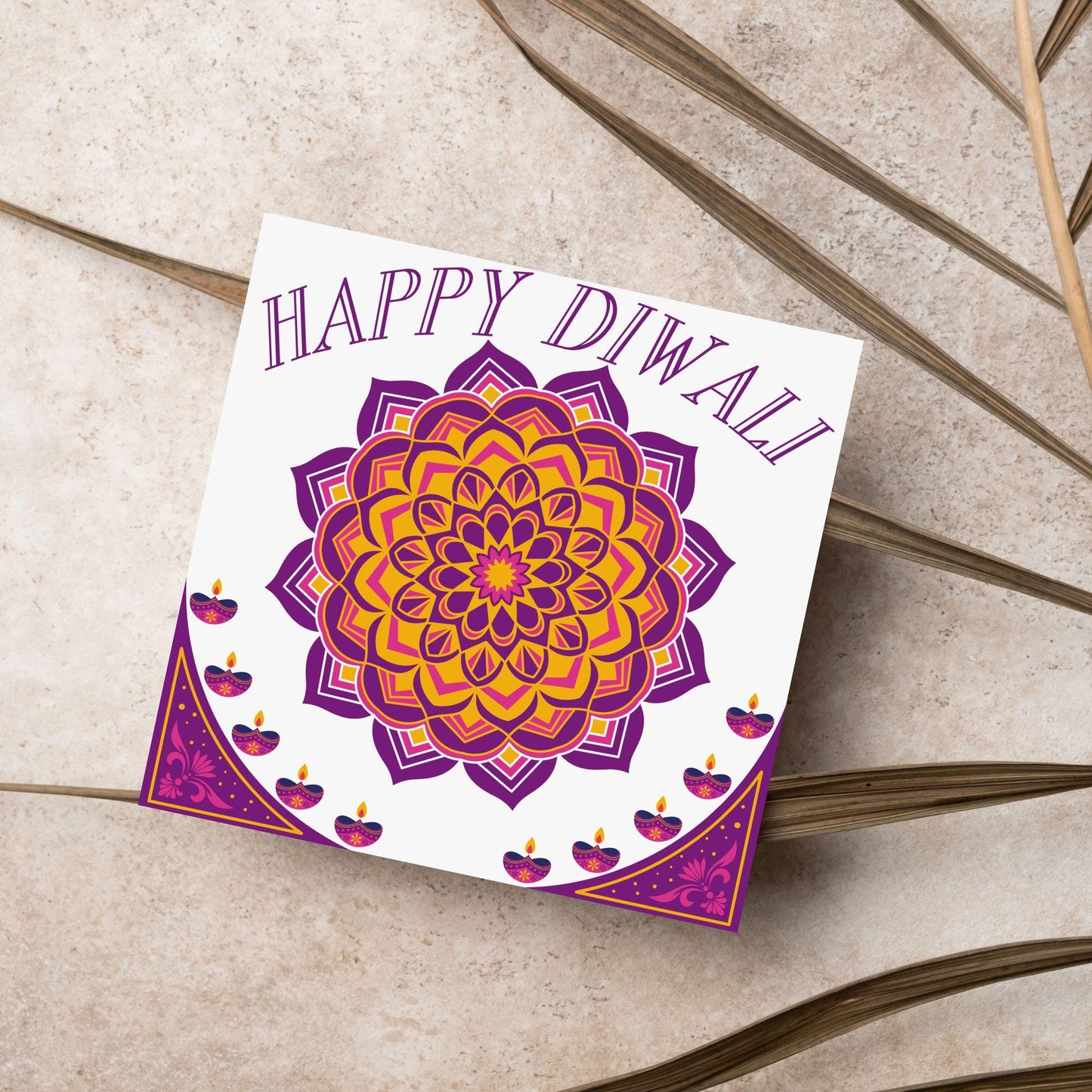 Happy Diwali Greeting Card, Diwali Wishes Card, Festival of Lights, Indian Hindu Celebration Card