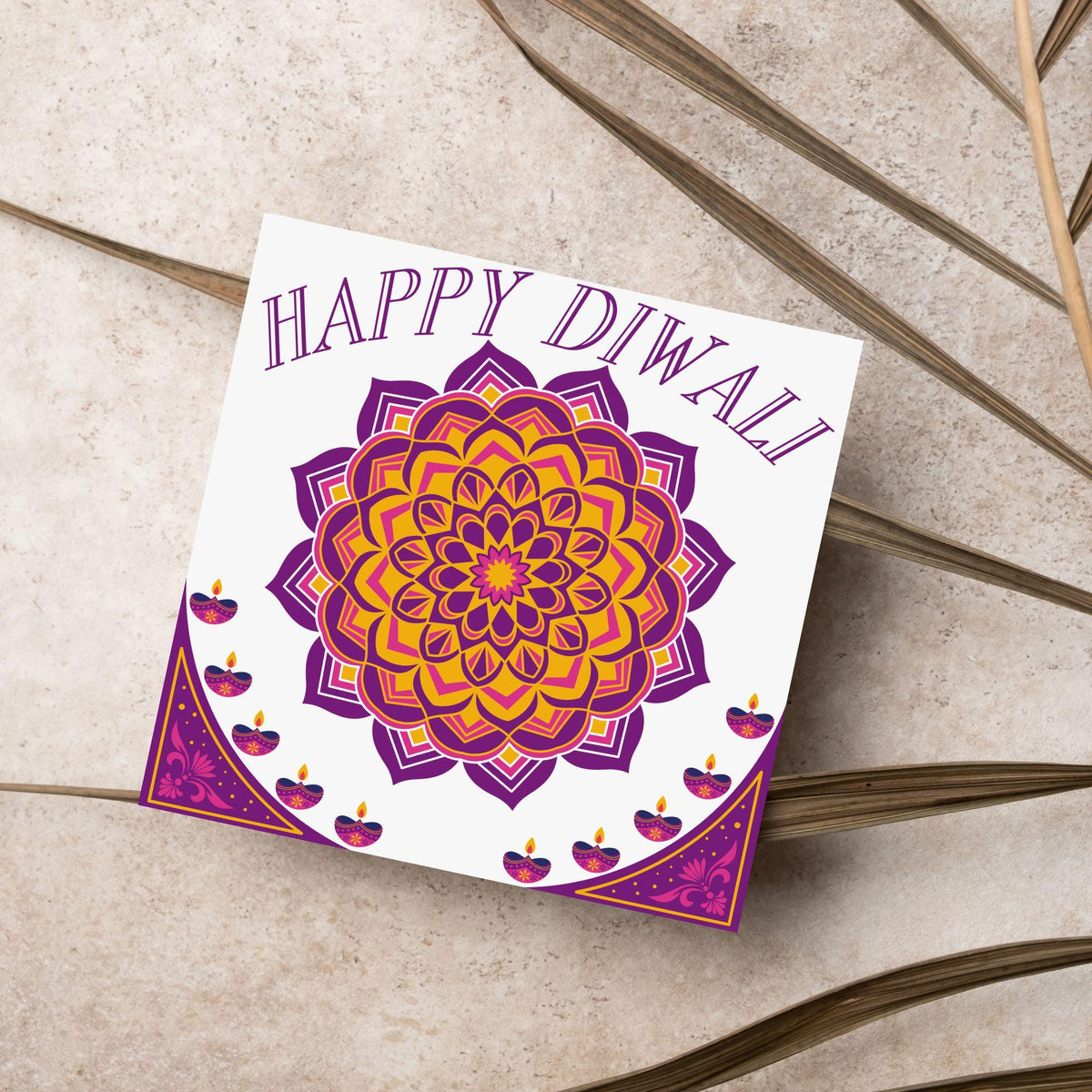 Happy Diwali Greeting Card, Diwali Wishes Card, Festival of Lights, Indian Hindu Celebration Card