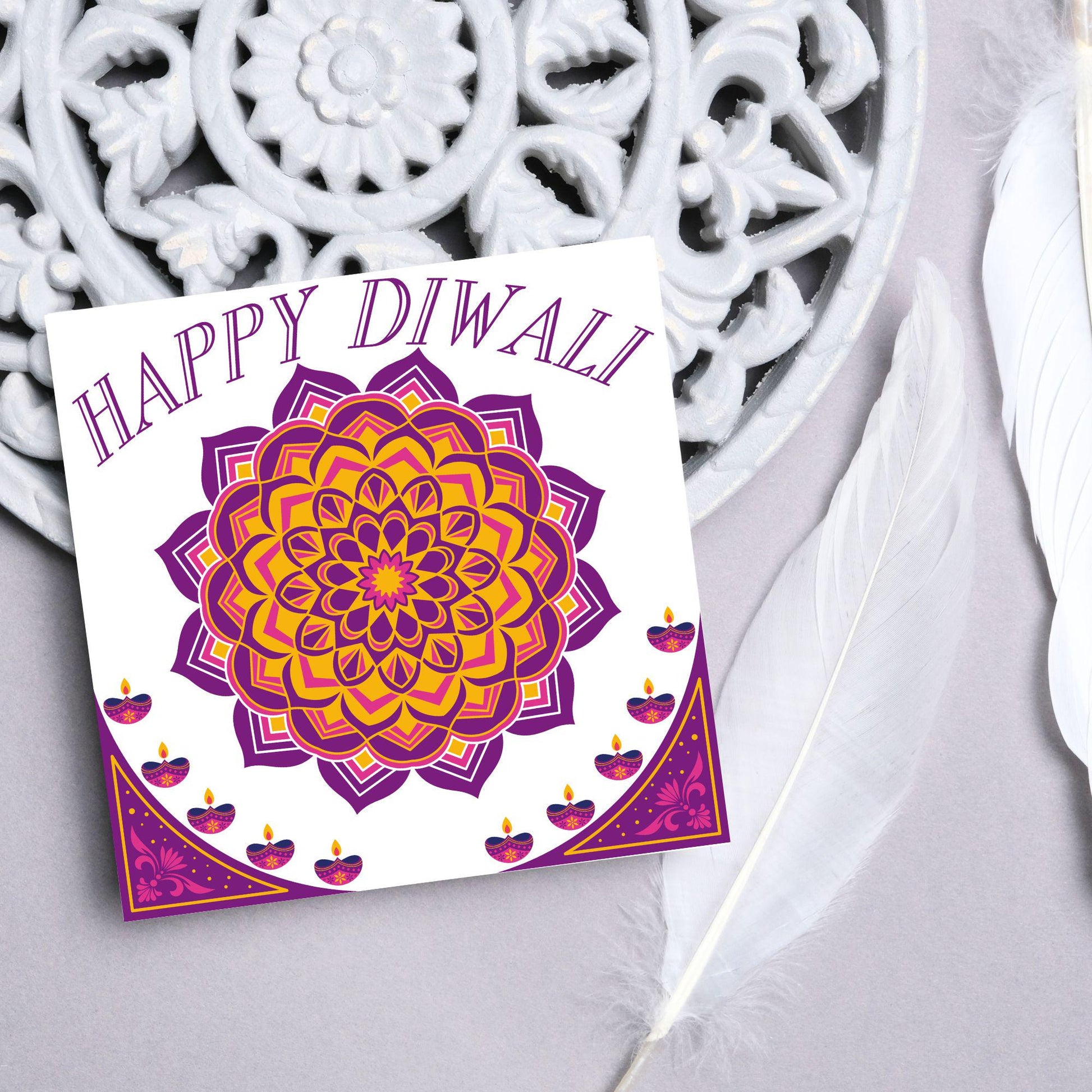 Happy Diwali Greeting Card, Diwali Wishes Card, Festival of Lights, Indian Hindu Celebration Card