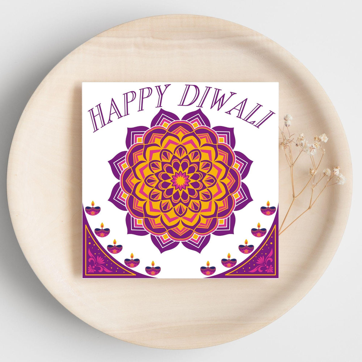 Happy Diwali Greeting Card, Diwali Wishes Card, Festival of Lights, Indian Hindu Celebration Card