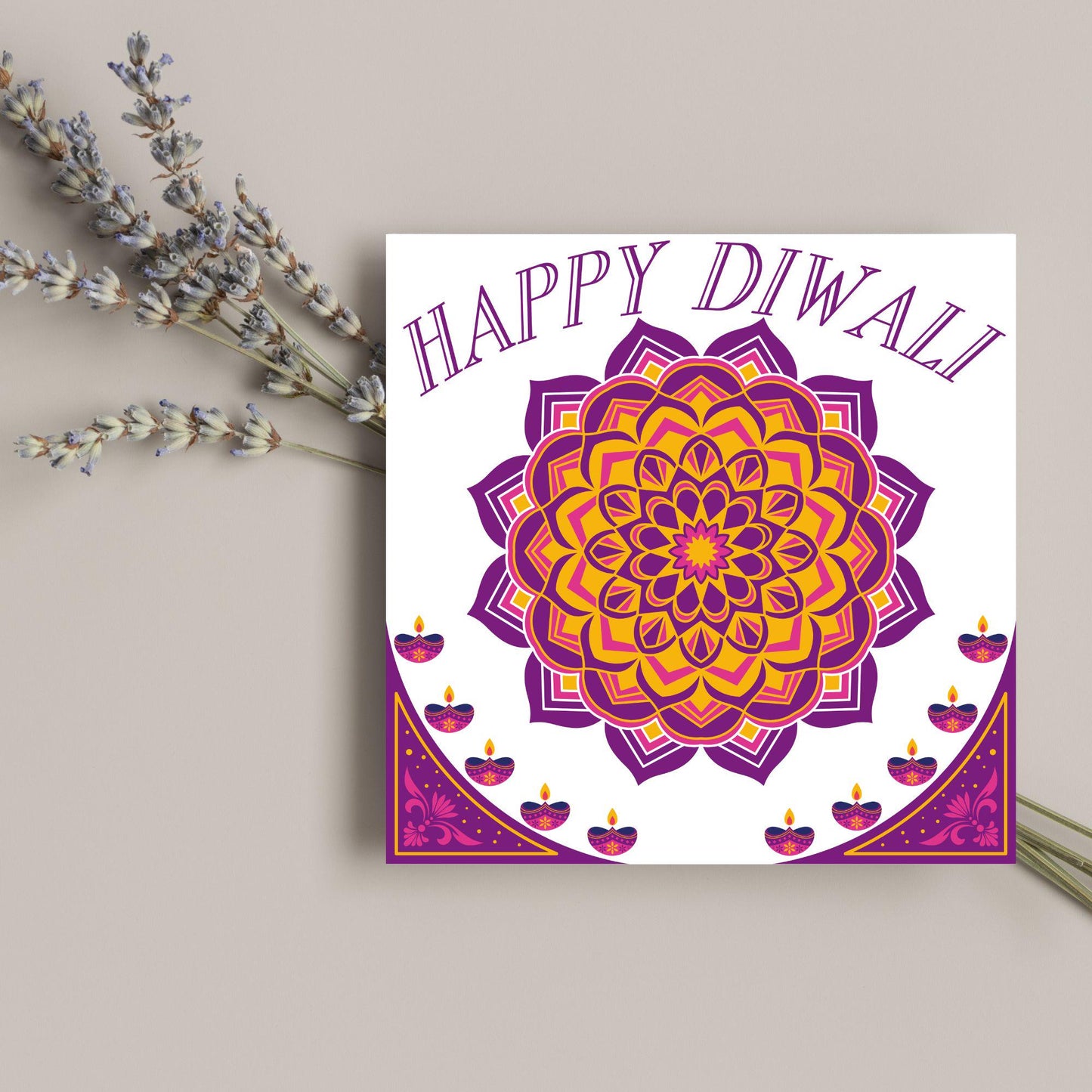 Happy Diwali Greeting Card, Diwali Wishes Card, Festival of Lights, Indian Hindu Celebration Card