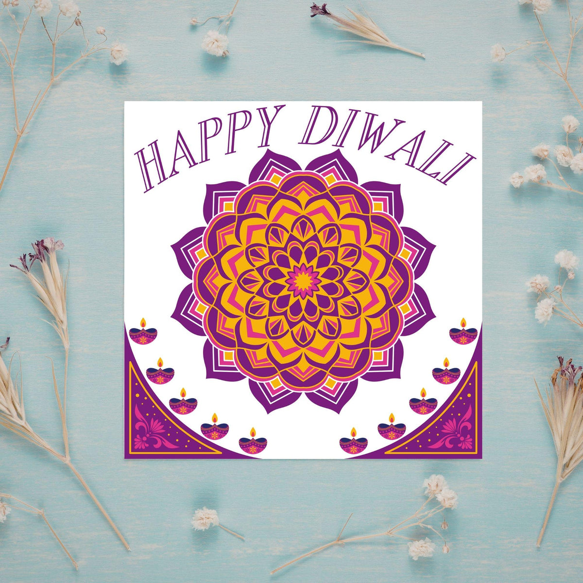 Happy Diwali Greeting Card, Diwali Wishes Card, Festival of Lights, Indian Hindu Celebration Card